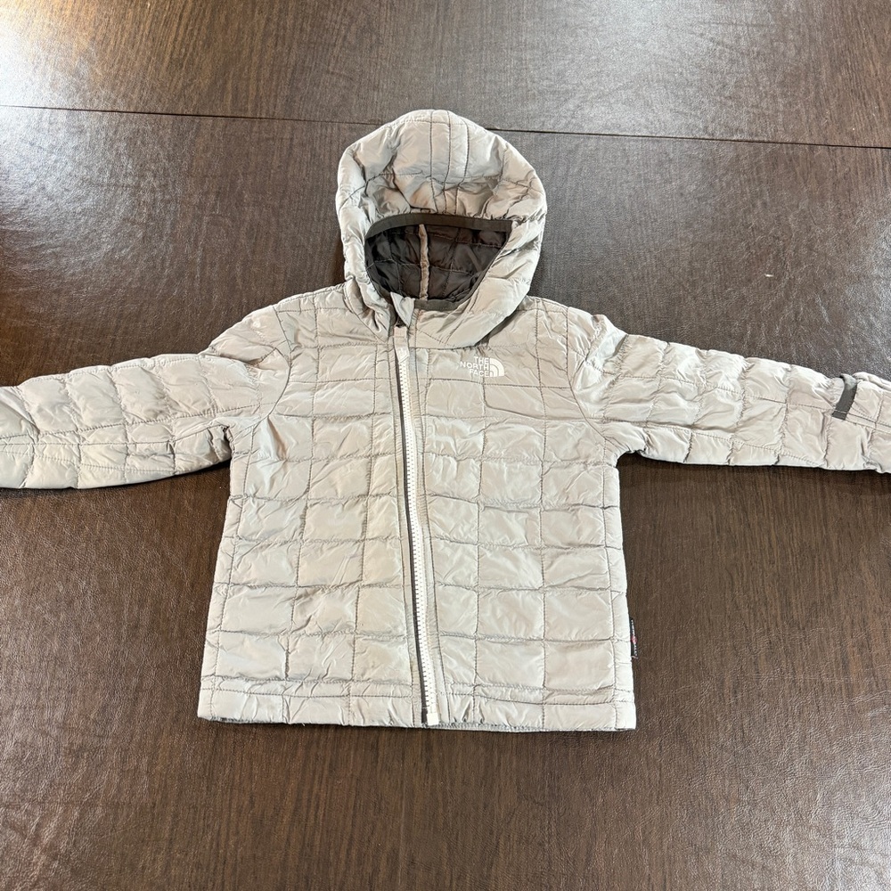 The North Face Kids Gray Hooded Puffer Jacket